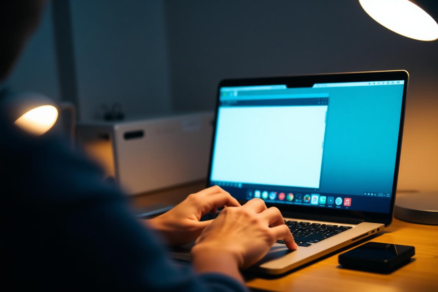Person at a laptop in a remote support session with Live IT, secure screen sharing for fast IT help