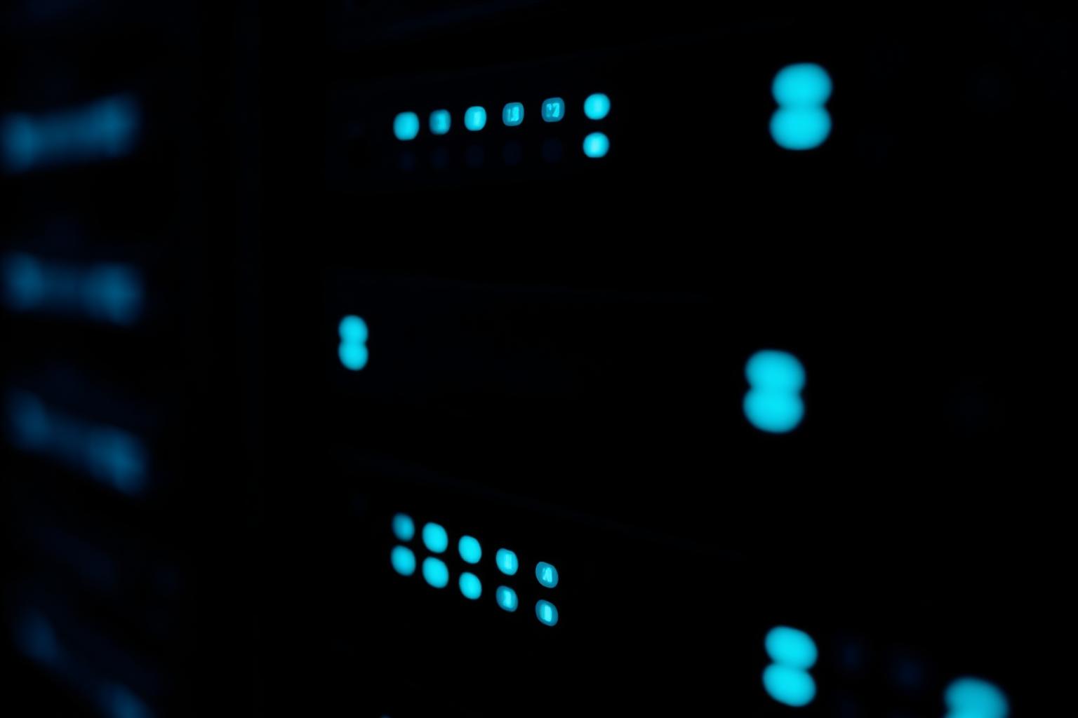 Server rack with cyan status lights, representing managed IT support and infrastructure services from Live IT